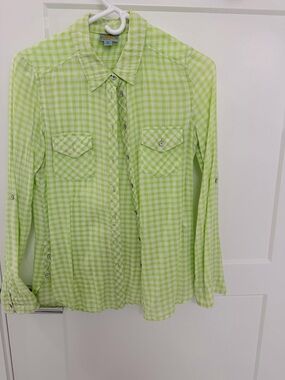 C & C California lime Green Gingham Button-Up Shirt